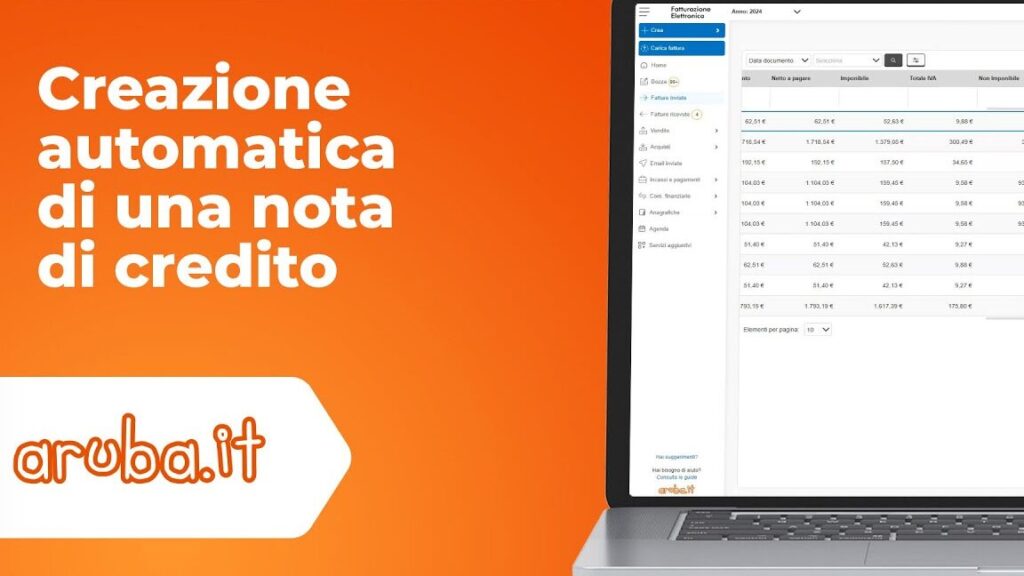 Come creare una nota di credito con Aruba in pochi passi